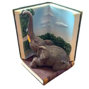 Elephant Bookend with Forest Design